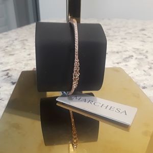 Marchesa Cubic Zirconia Crystals Rose Gold Tone Statement Bangle Bracelet NWT